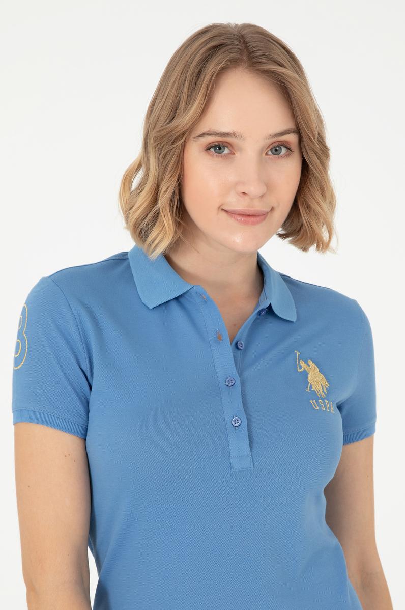 Kadın Koyu Mavi Polo Yaka Mini Boy Örme Elbise