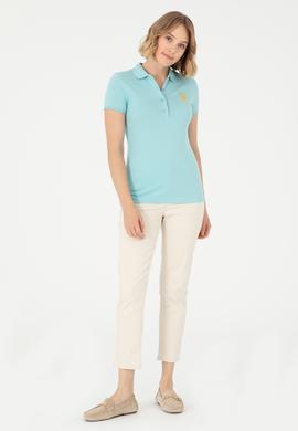 Kadın Su Yeşili Basic Polo Yaka Tişört - 50280071182