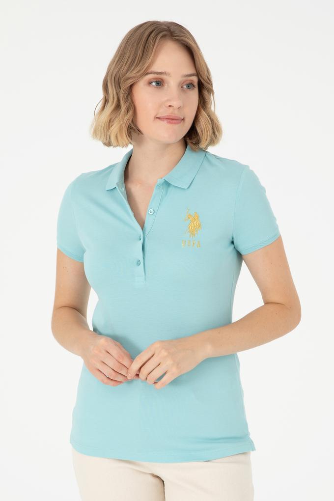 Kadın Su Yeşili Basic Polo Yaka Tişört