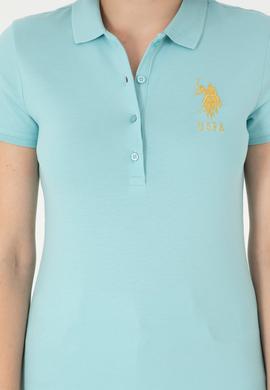 Kadın Su Yeşili Basic Polo Yaka Tişört - 50280071182