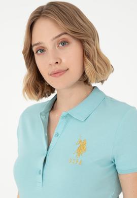 Kadın Su Yeşili Basic Polo Yaka Tişört - 50280071182