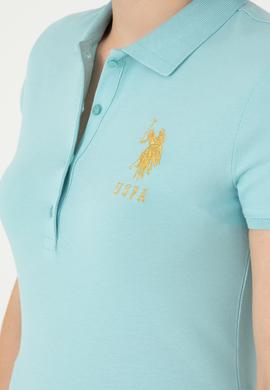 Kadın Su Yeşili Basic Polo Yaka Tişört - 50280071182