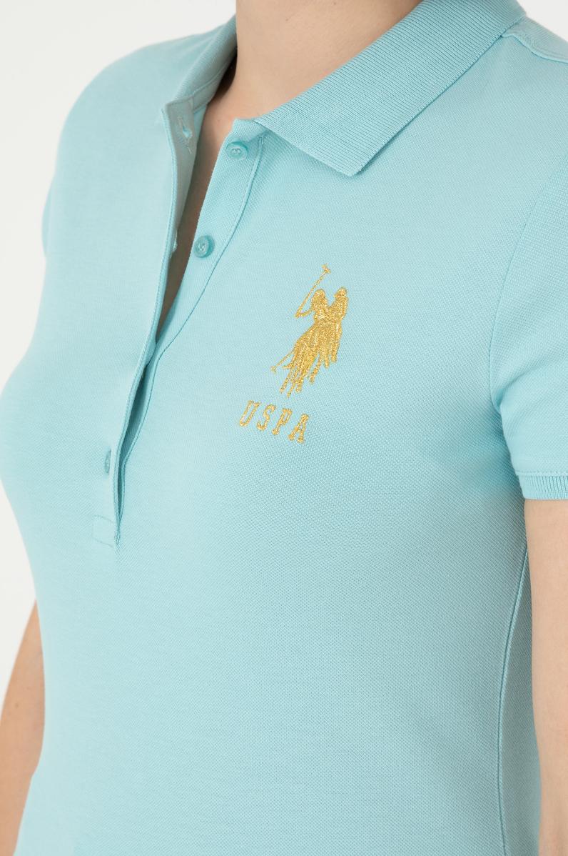 Kadın Su Yeşili Basic Polo Yaka Tişört