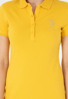 Kadın Safran Polo Yaka Mini Boy Örme Elbise - 50280069106