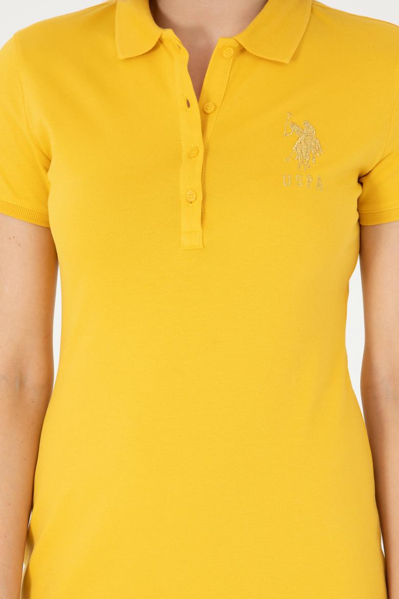 Kadın Safran Polo Yaka Mini Boy Örme Elbise - 50280069106
