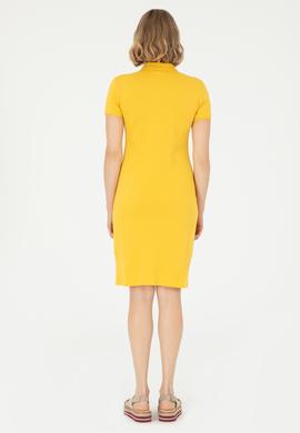 Kadın Safran Polo Yaka Mini Boy Örme Elbise - 50280069106