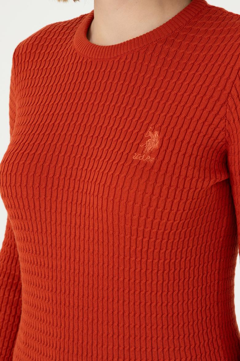 Kadın Kiremit Bisiklet Yaka Kazak - 50288979020