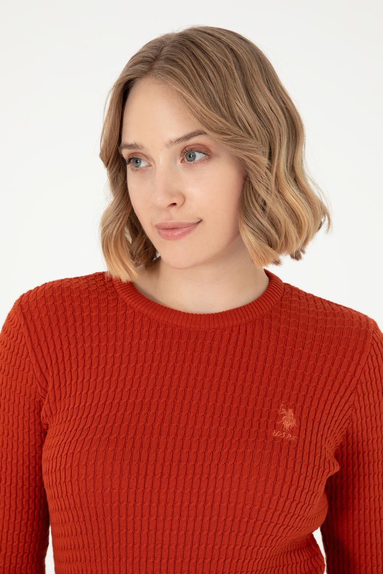 Kadın Kiremit Bisiklet Yaka Kazak - 50288979020