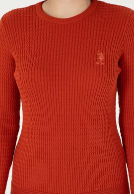 Kadın Kiremit Bisiklet Yaka Kazak - 50288979020