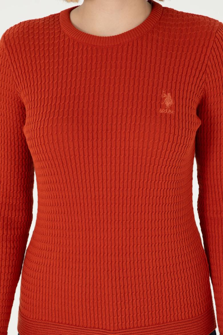 Kadın Kiremit Bisiklet Yaka Kazak - 50288979020