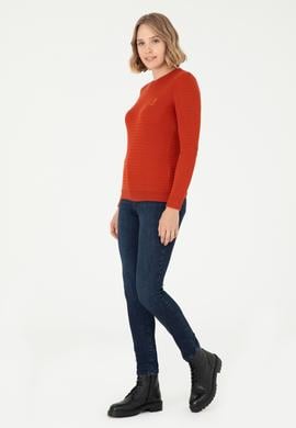 Kadın Kiremit Bisiklet Yaka Kazak - 50288979020