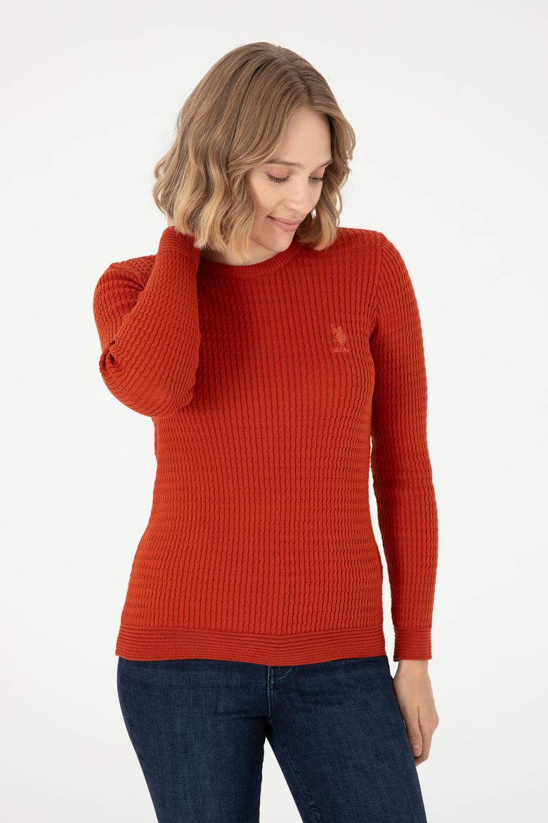 Kadın Kiremit Bisiklet Yaka Kazak - 50288979020