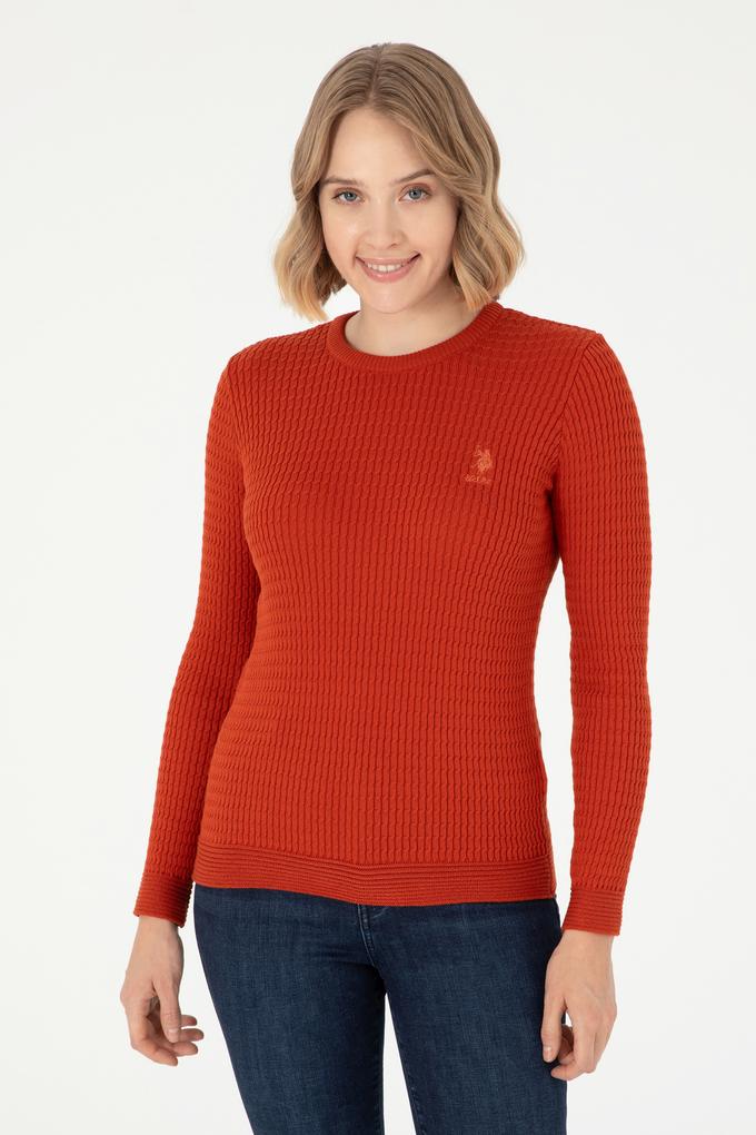 Kadın Kiremit Bisiklet Yaka Kazak