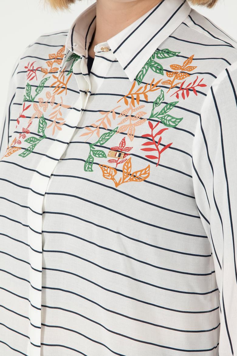 Kadın Lacivert Uzun Kollu Gömlek - 50289485007