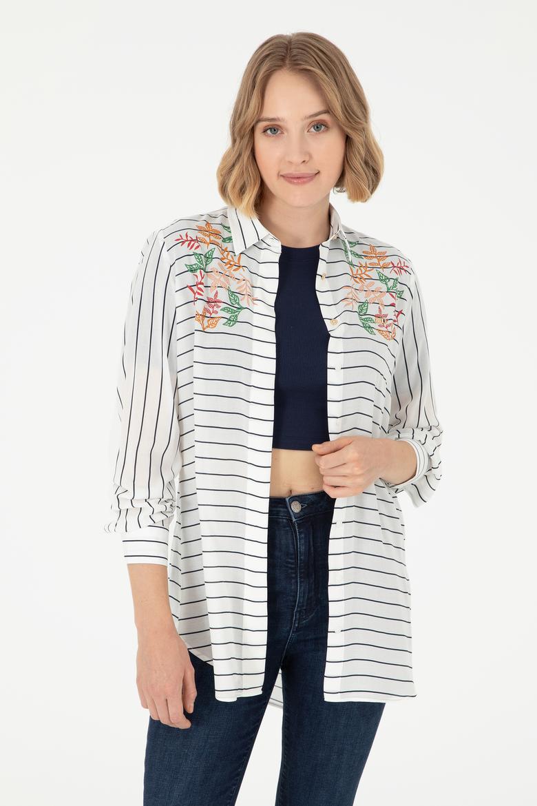 Kadın Lacivert Uzun Kollu Gömlek