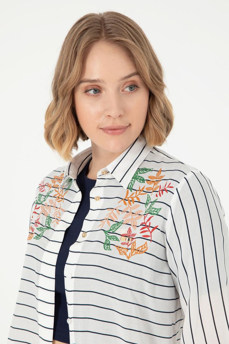 Kadın Lacivert Uzun Kollu Gömlek - 50289485007