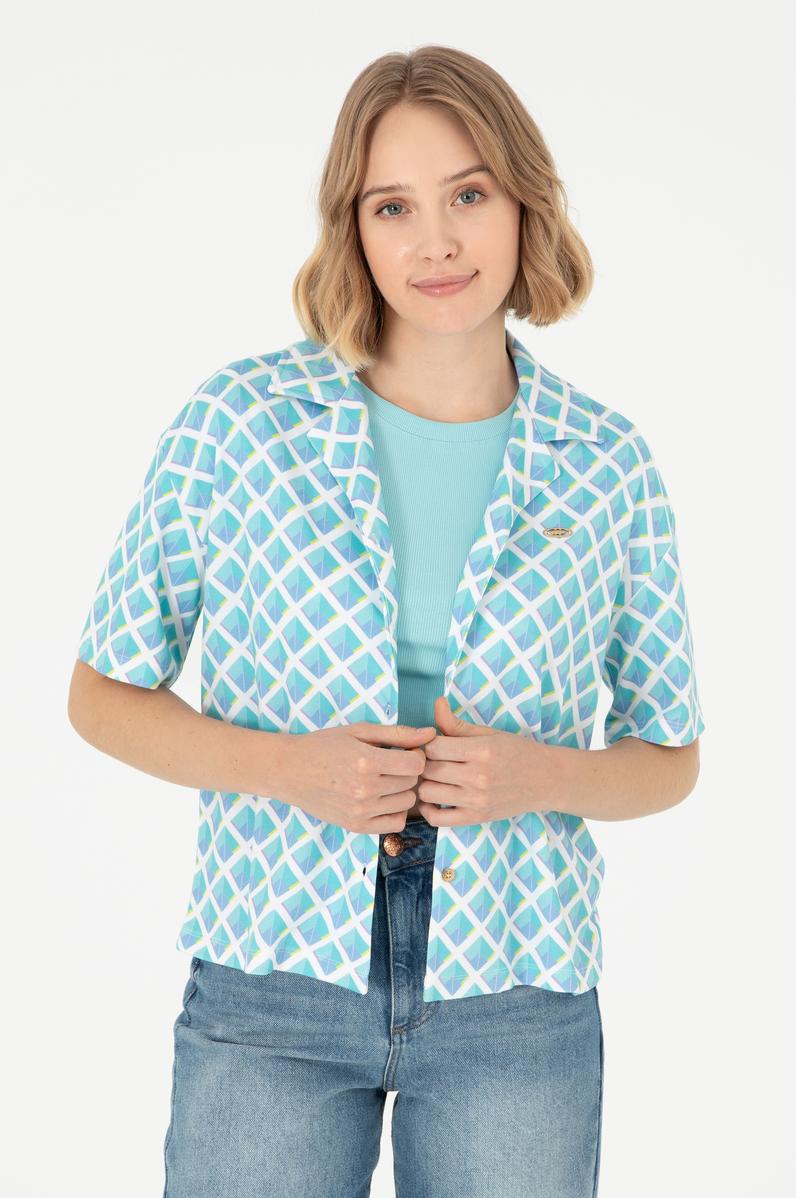 Kadın Mint Örme Gömlek