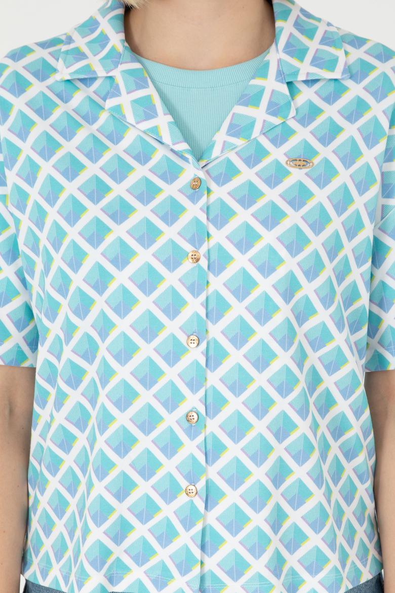 Kadın Mint Örme Gömlek - 50281784012