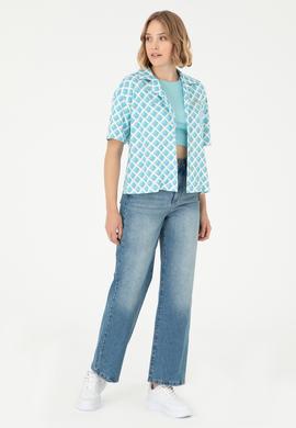 Kadın Mint Örme Gömlek - 50281784012