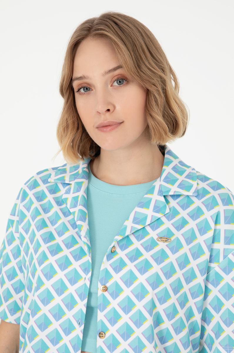 Kadın Mint Örme Gömlek