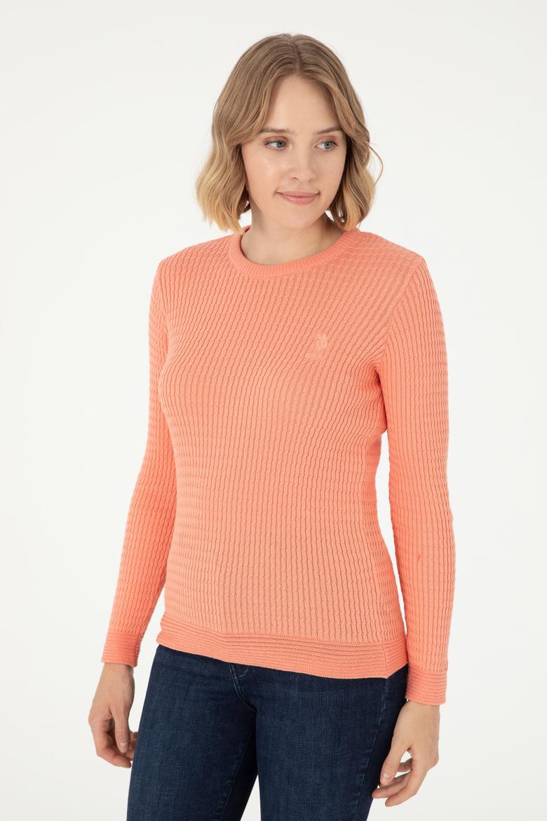 Kadın Somon Bisiklet Yaka Basic Kazak - 50288979027