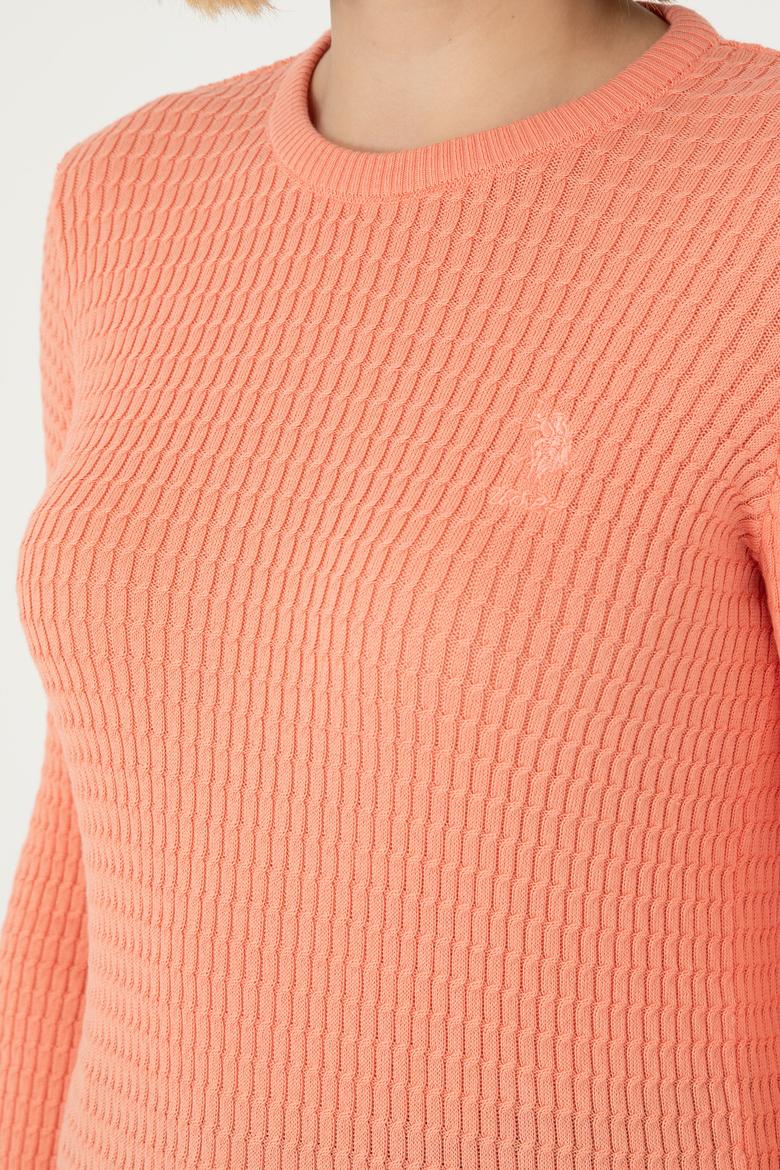 Kadın Somon Bisiklet Yaka Basic Kazak - 50288979027