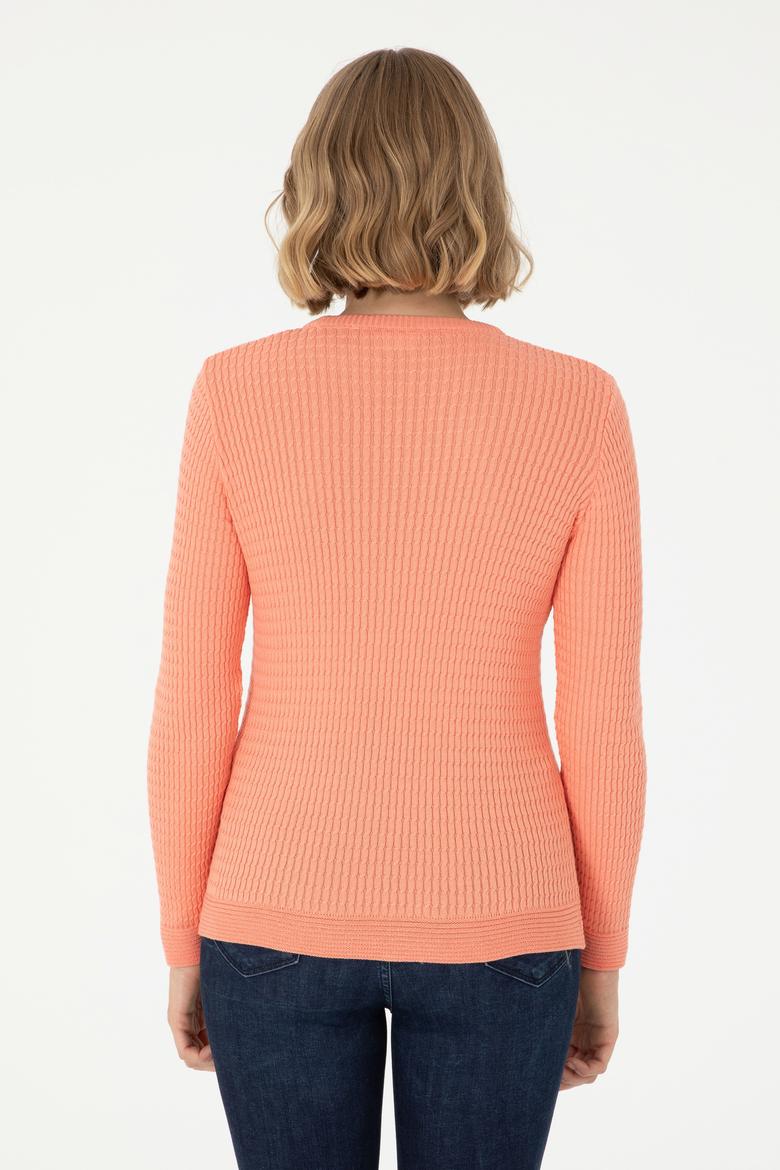 Kadın Somon Bisiklet Yaka Basic Kazak - 50288979027