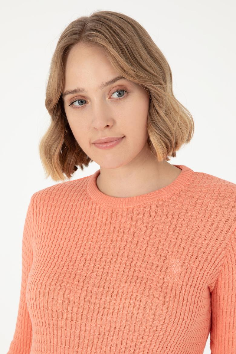 Kadın Somon Bisiklet Yaka Basic Kazak - 50288979027