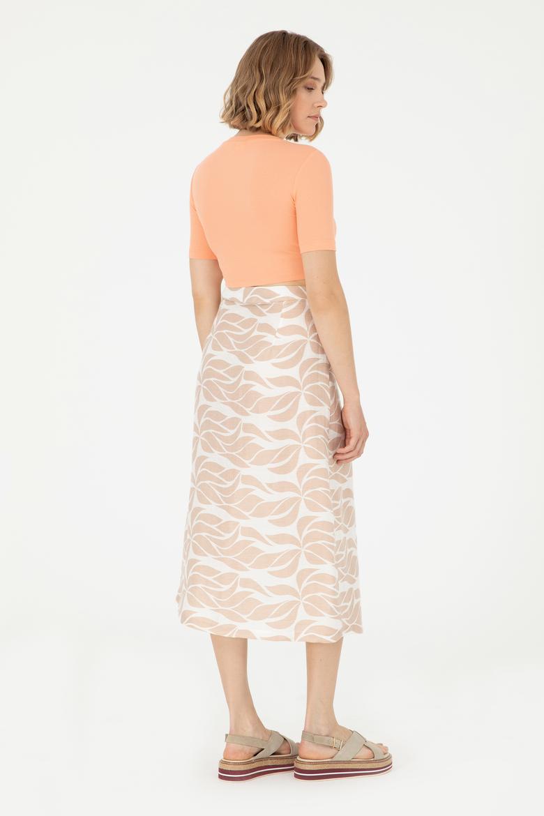 Kadın Haki Midi Boy Dokuma Etek - 50281745002