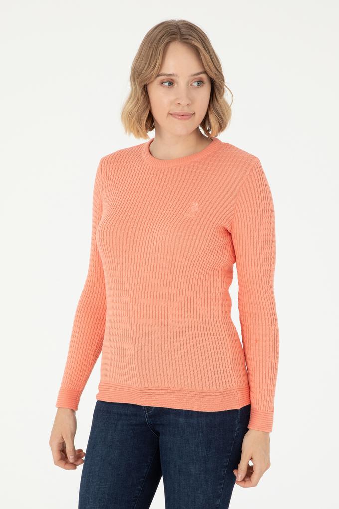 Kadın Somon Bisiklet Yaka Basic Kazak