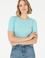 Kadın Mint Bisiklet Yaka Crop Tişört