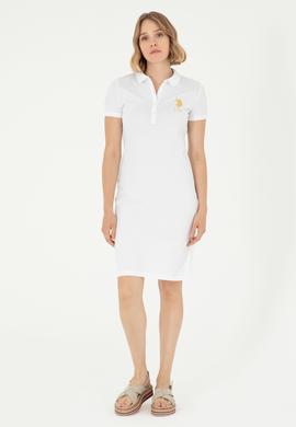 Kadın Beyaz Polo Yaka Mini Boy Örme Elbise - 50280069002