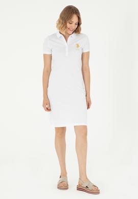 Kadın Beyaz Polo Yaka Mini Boy Örme Elbise - 50280069002