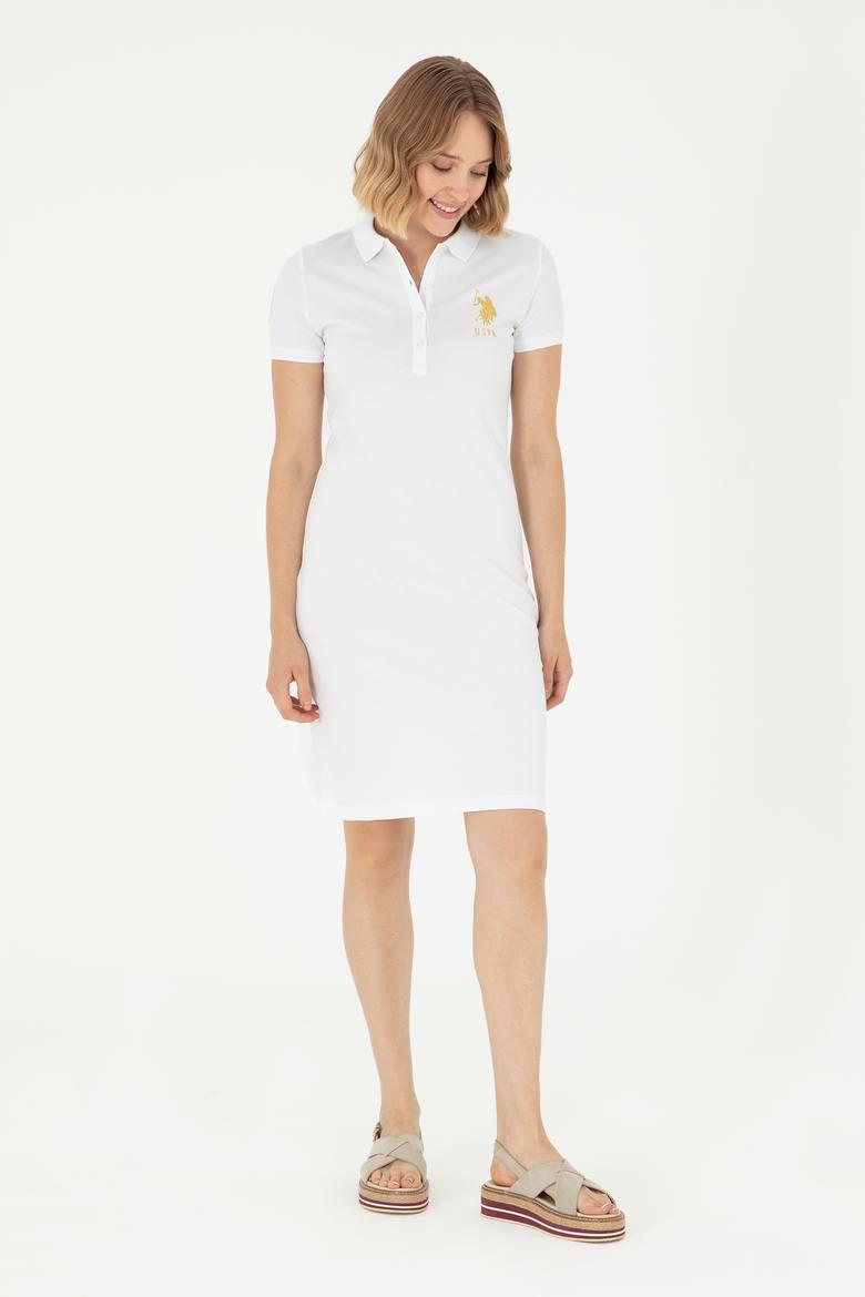 Kadın Beyaz Polo Yaka Mini Boy Örme Elbise - 50280069002