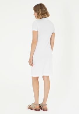 Kadın Beyaz Polo Yaka Mini Boy Örme Elbise - 50280069002