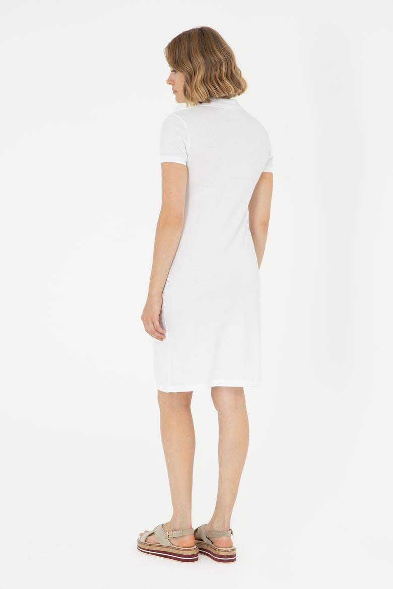 Kadın Beyaz Polo Yaka Mini Boy Örme Elbise - 50280069002
