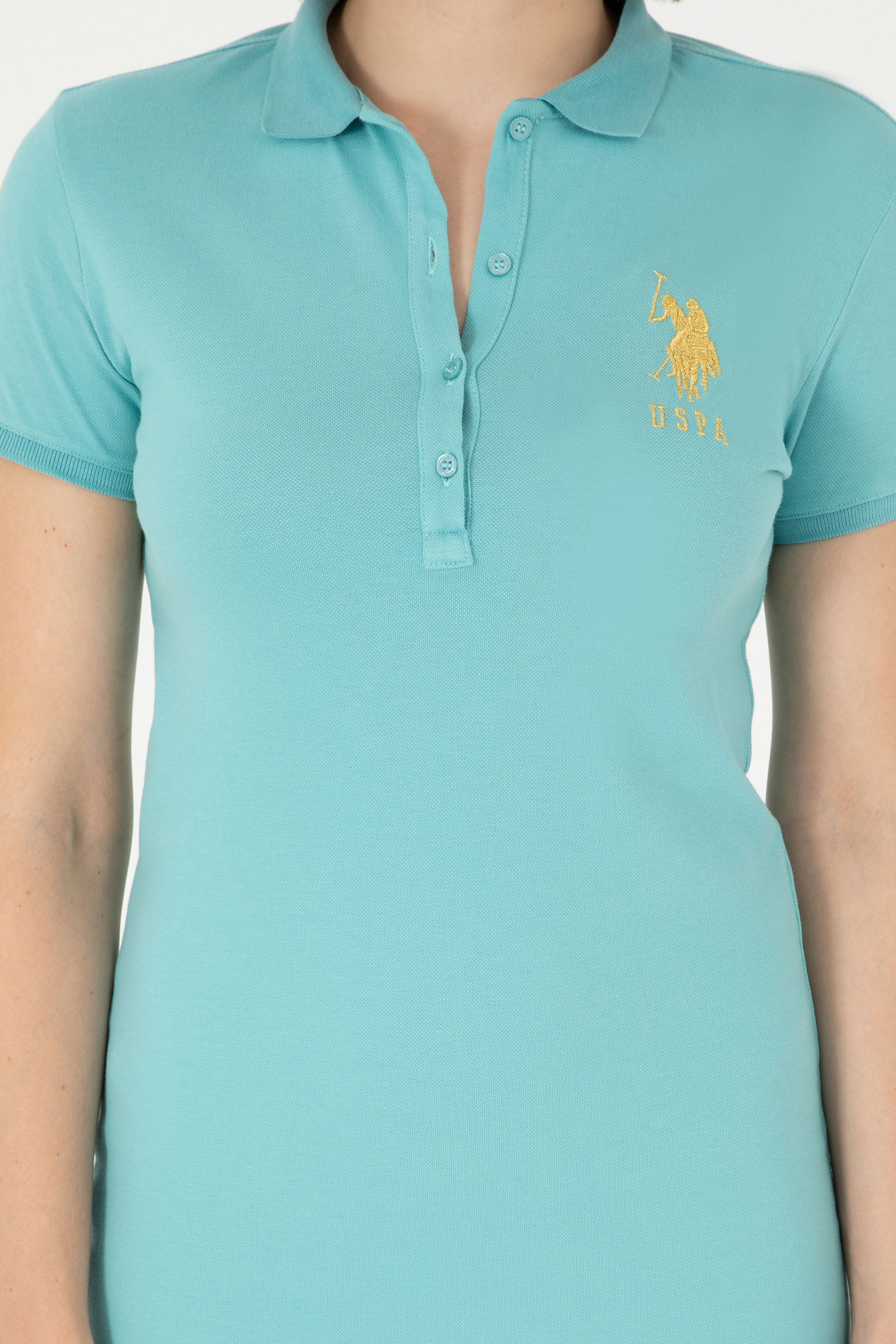 Kadın Mint Polo Yaka Mini Boy Örme Elbise