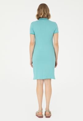 Kadın Mint Polo Yaka Mini Boy Örme Elbise - 50280069034