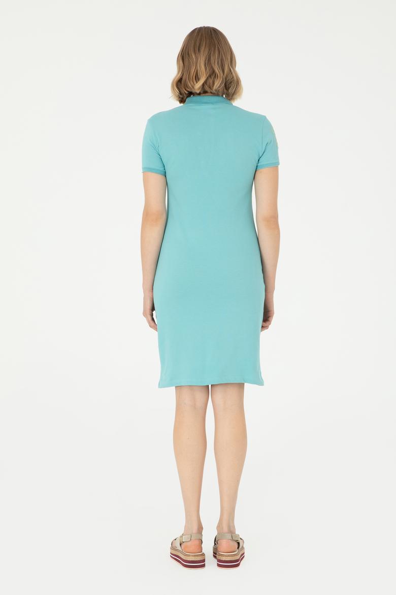 Kadın Mint Polo Yaka Mini Boy Örme Elbise - 50280069034