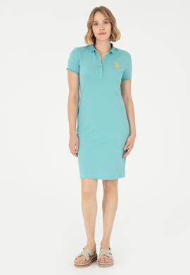 Kadın Mint Polo Yaka Mini Boy Örme Elbise - 50280069034