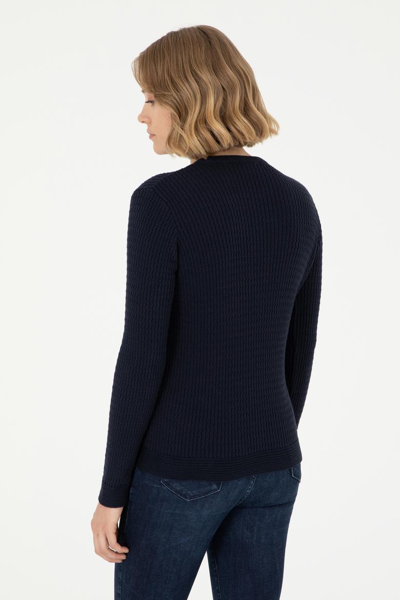 Kadın Lacivert Bisiklet Yaka Basic Kazak - 50288979062