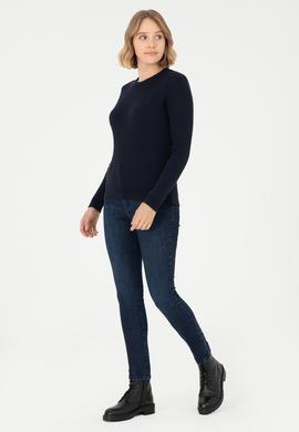 Kadın Lacivert Bisiklet Yaka Basic Kazak - 50288979062