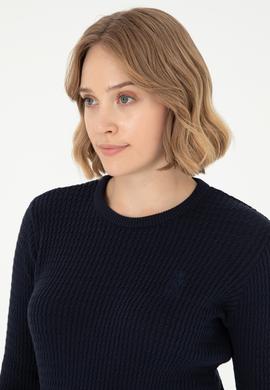 Kadın Lacivert Bisiklet Yaka Basic Kazak - 50288979062