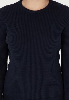 Kadın Lacivert Bisiklet Yaka Basic Kazak - 50288979062