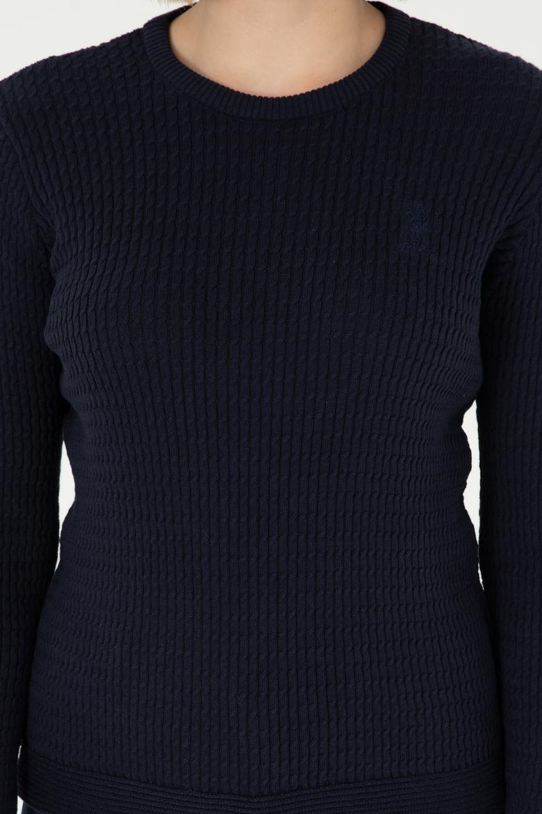 Kadın Lacivert Bisiklet Yaka Basic Kazak - 50288979062