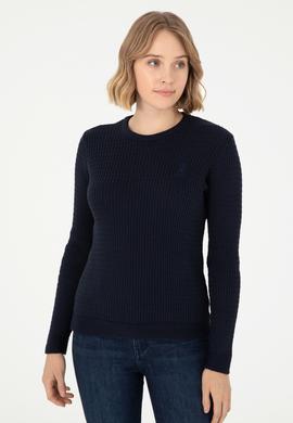 Kadın Lacivert Bisiklet Yaka Basic Kazak - 50288979062