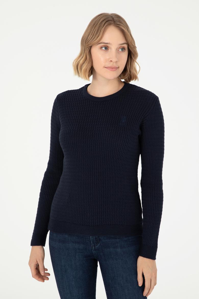 Kadın Lacivert Bisiklet Yaka Basic Kazak - 50288979062