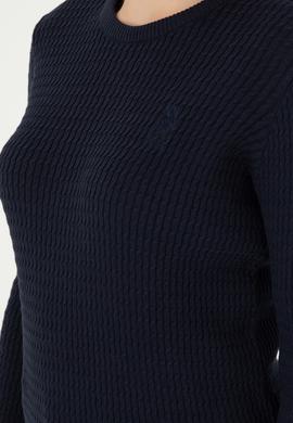 Kadın Lacivert Bisiklet Yaka Basic Kazak - 50288979062