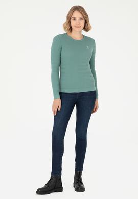 Kadın Mint Bisiklet Yaka Basic Kazak - 50288979034