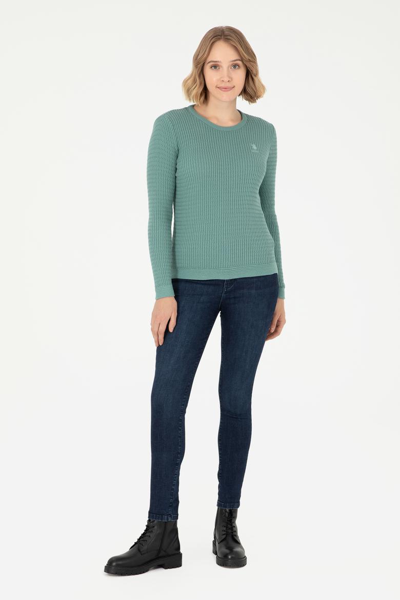 Kadın Mint Bisiklet Yaka Basic Kazak - 50288979034